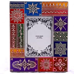Painted and embossed photo frame "multi color" pf02
