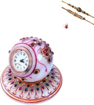 Hamper Marble Clock Design Rakhi Set (Muliticolor, Pack of 5)
