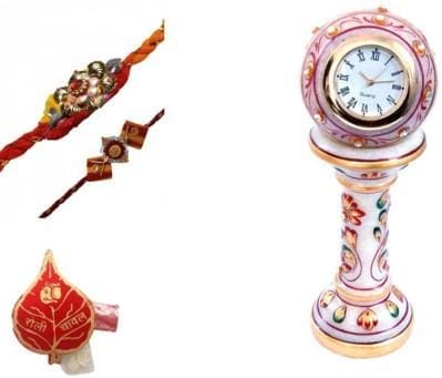 Hamper Marble Clock Design Rakhi Set (Muliticolor, Pack of 5)