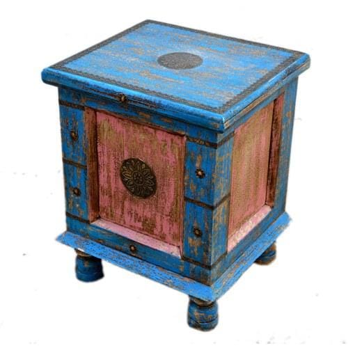 Distress finish trunk with brass sheet truck "Pink & Blue"
