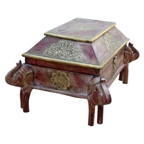 Brass Sheet Work On Distressed Finish Elephant Trunk