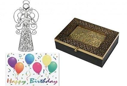 birthday gift for girls Ethnic jewelery box, heart holding angel, birthday card