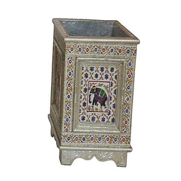 Meenakari wooden planter "Heralding elephants"