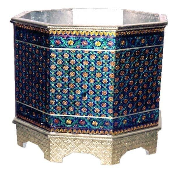 Meenakari wooden Planter" Octagonal Greens"