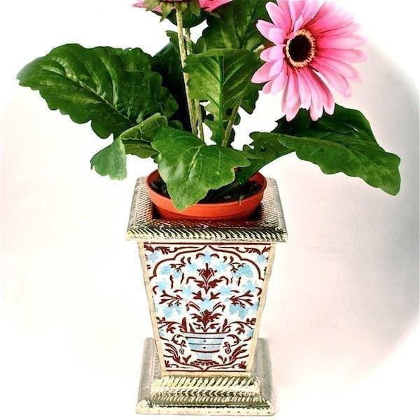 Meenakari wooden planter "Pot on a pot"