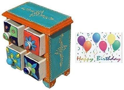 birthday gift: Handcrafted Jewelery box, birthday card