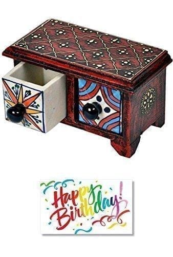 birthday gift: Handcrafted Jewelery box, birthday card