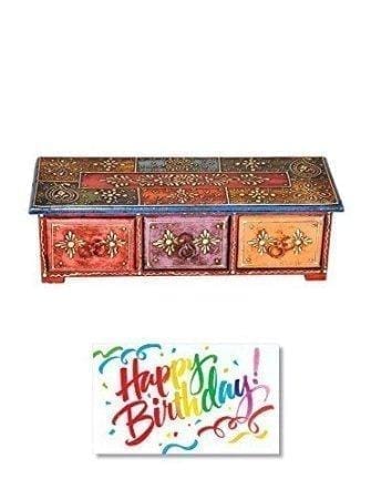 birthday gift: Handcrafted Jewelery box, birthday card