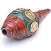 Shankh: Coral sea shell covered with stones & metal 5X2x2 inches