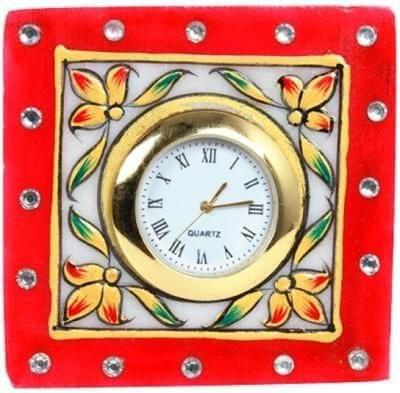 Marble Table Squre clock,Red (mtc06)
