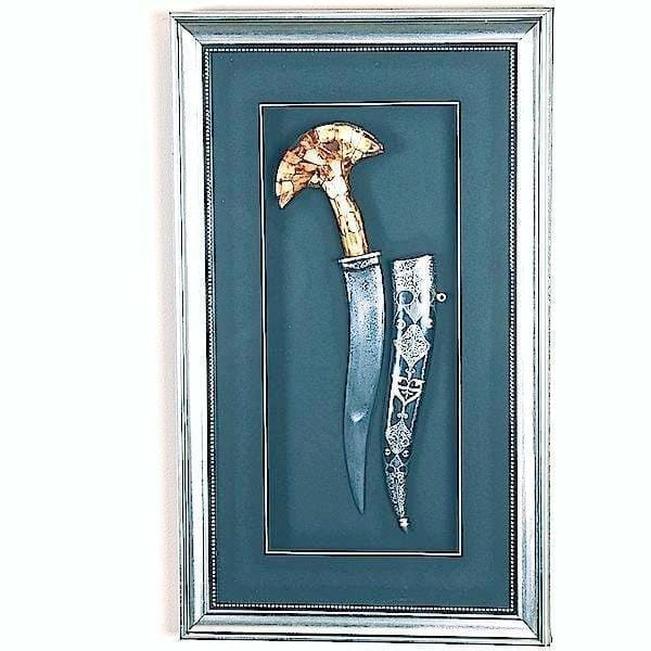 Framed Koftgari Decorative agger with camel bone (a82)