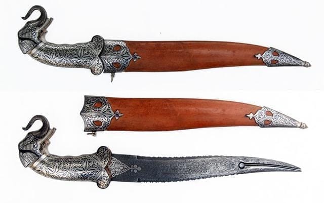 Leather scabbard Decorative dagger with elephant head (a100)