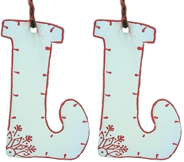 Wooden Christmas decoration, White, Set of 2, 4 inches (chwt17)