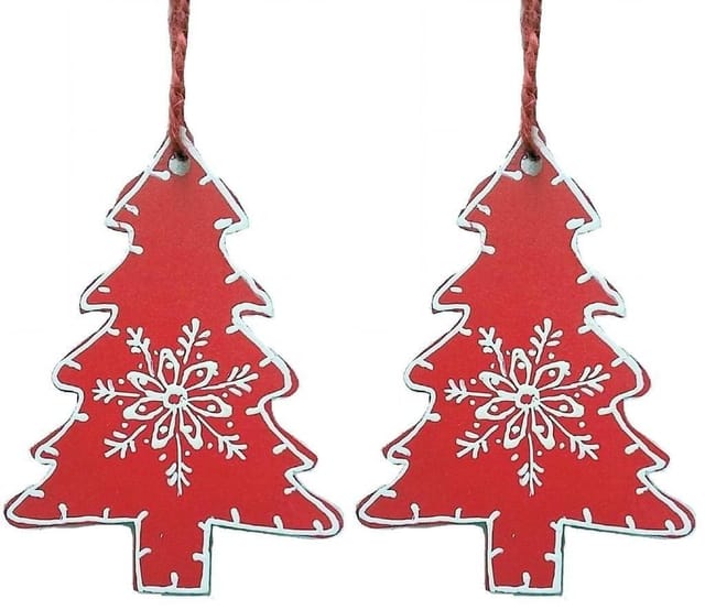 wooden christmas decoration, Set of 2, 4 inches (chred13)