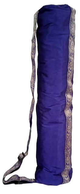 Silk Bag For Yoga Exercise Mat: Om Mani Padme Hum Design, Easy Access Zip, Inside Pocket & Adjustable Shoulder Strap (10043)