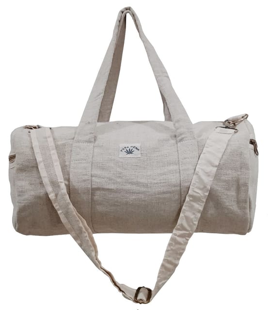 Hemp Duffel Bag: Round Athletic Style For Travel, Sports, Gym or Outdoors In Cream Finish (10041)