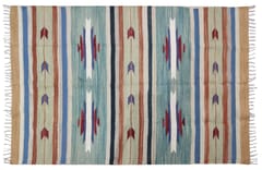 All-Season Area Rug / Carpet / Dhurrie in Wool - "Linearity": Handwoven by master artisans in Extra Large Size,24 Squre ft (10064d)