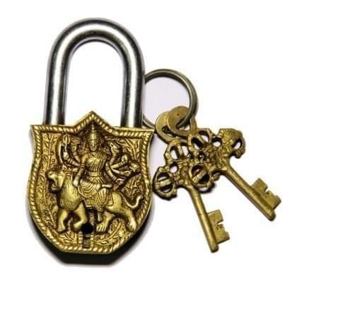 Handmade Brass Antique Lock with Maa Durga Idol (10006)
