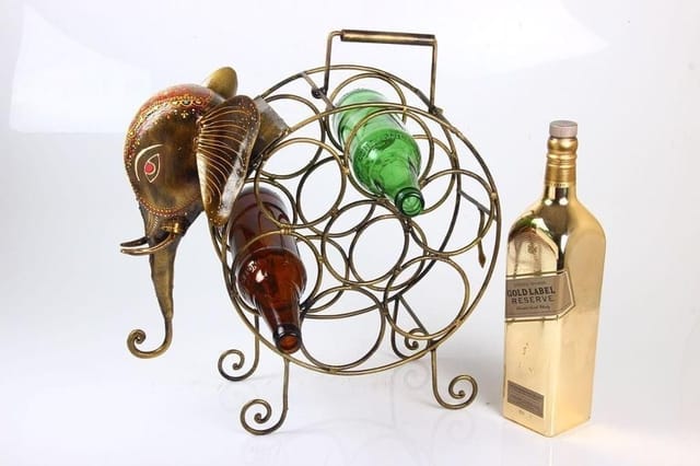 Big Sized Elephant Head Bottle Rack (10158)