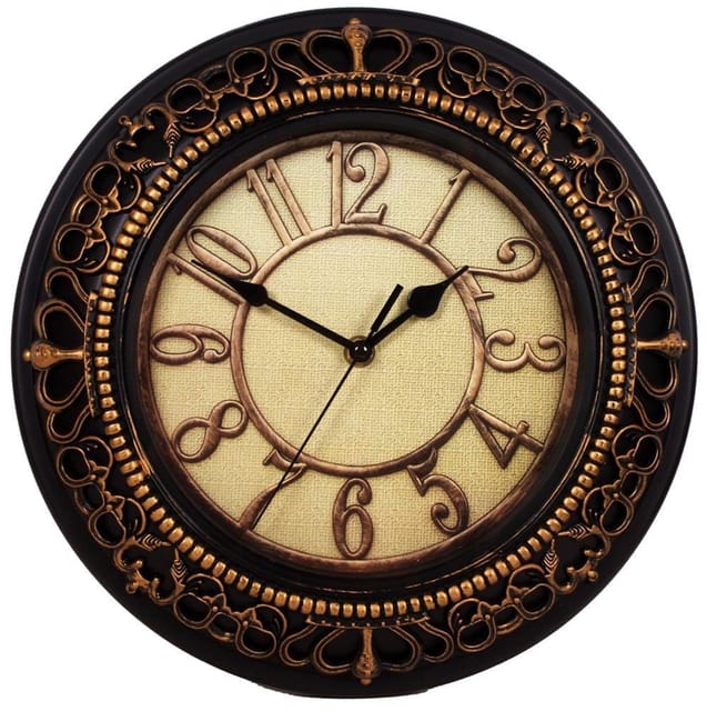 Wall Clock in Antique Metal Finish and Vintage-feel Dial: Made of Poly-fibre with 12 inches diameter (10245)