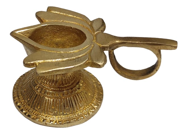 Brass Lotus Diya Deepak: Flower Design Oil Lamp For Home Temple (10022)