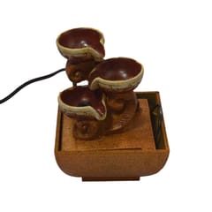 3 diyas Water fountain with multi colored LED Light for home d?cor, Compact, Light weight, portable for table tops (10288)