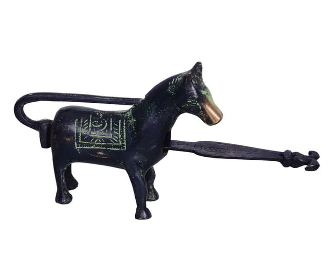 Brass Antique Finish Lock (Padlock) and Key in Unique Horse Design from Prehistoric Period (10368)