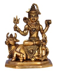 Brass Statue Lord Shiva Mahadev & Nandi (10380)