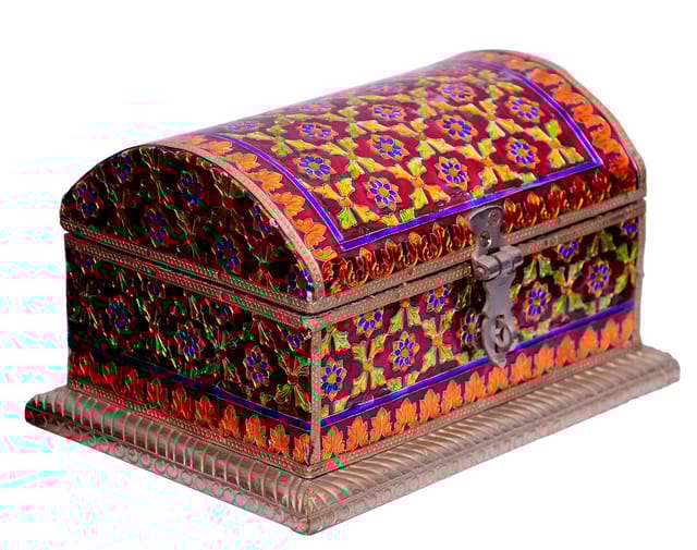 Wooden Box with meenakari sheet for jewelery (10490)