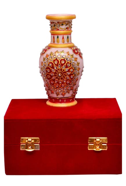 Handpainted Marble pot with in a classy Velvet box (10560)