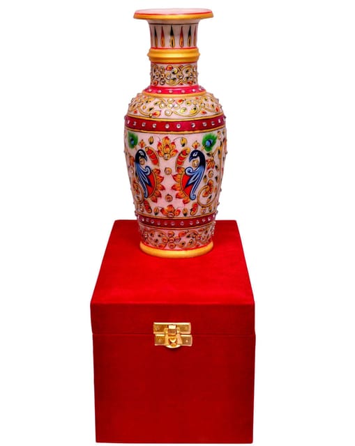 Handpainted Marble pot with in a classy Velvet box (10558)