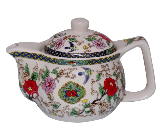 Beautifully Painted Ceramic Kettle, Small Kettle for 1 Cup of Tea, Steel Strainer Included 350 ml(10730)
