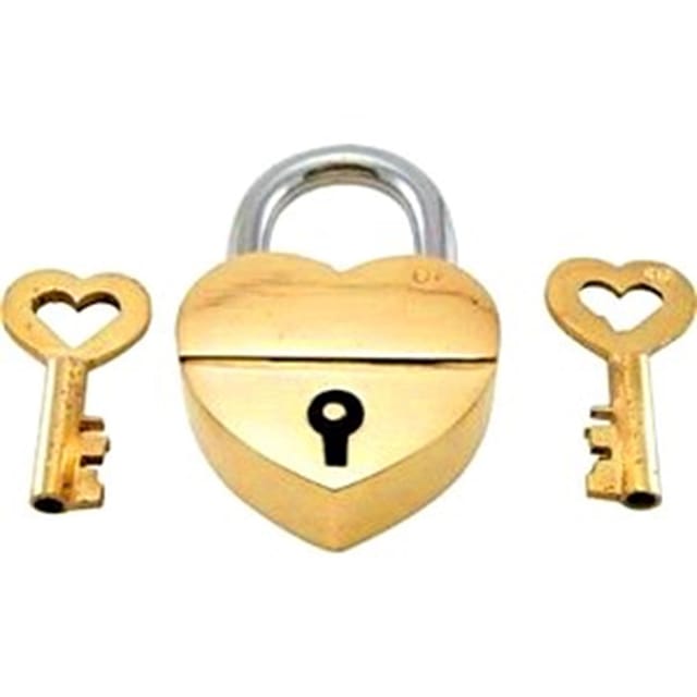 Brass Small Padlock: Glowing Heart (11003)