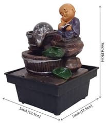 Laughing Buddha Indoor Water Fountain with rolling Crystal Ball: Compact, Light-weight And Portable Home Decor Gift (10990)
