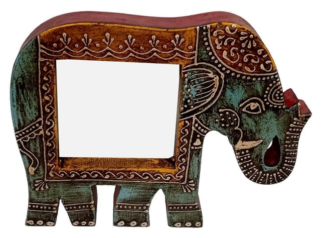 Artistic Photoframe Wooden Elephant Shaped for 4x4 inch photo size Unique Indian souvenir (10989)