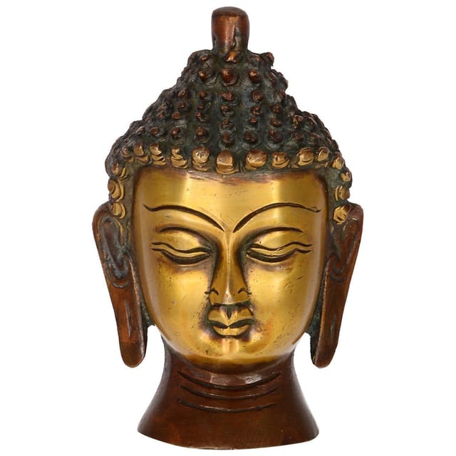 Buddha Head In Pure Brass Metal: For Meditation Or Decor Gift (10952)