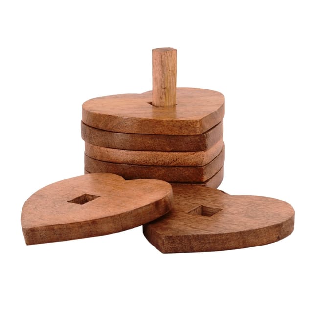 Wooden Coasters 'Stacked Hearts': Unique Dining Accessory, Housewarming Gift (11071)