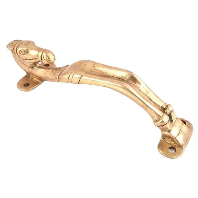 Brass Handle: Horse Shape Vintage Design Grip For Doors, Windows Or Closets 8 inch (11022)