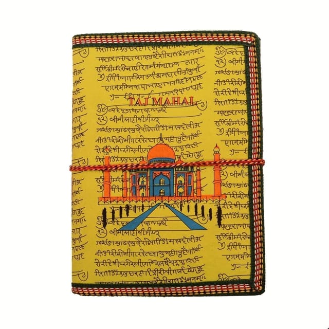 Handmade Paper Journal 'Taj Mahal, Eternal Symbol Of Love': Vintage Diary Notebook With Thread Closure (11158)