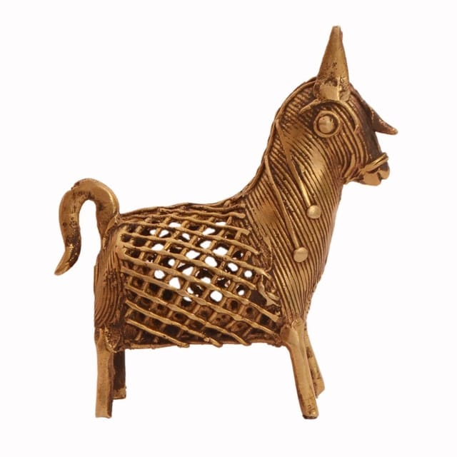 Dhokra Art Horse Metal Statue With Feng Shui Vastu Significance; Unique Gift Showpiece (11247)
