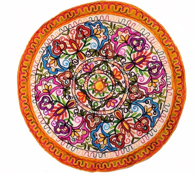 Cotton Tapestry 'Yellow Garden': Vintage Embroidery Table Cover Or Wall Hanging (11358)