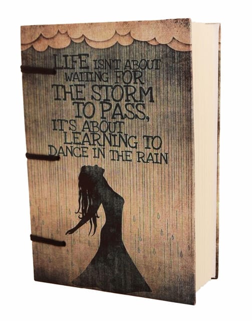 Vintage Journal (Diary Notebook) 'Dancing In The Rain': Handmade Paper Encased In Digital Print Hard Cover; Perfect Gift (11308)
