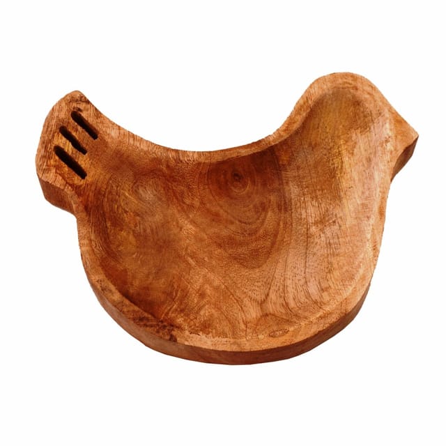 Wooden Serving Tray / Platter 'Sparrow On My Table': Small Plate For Snacks, Cookies, Fruits Or Aftermints (11291)