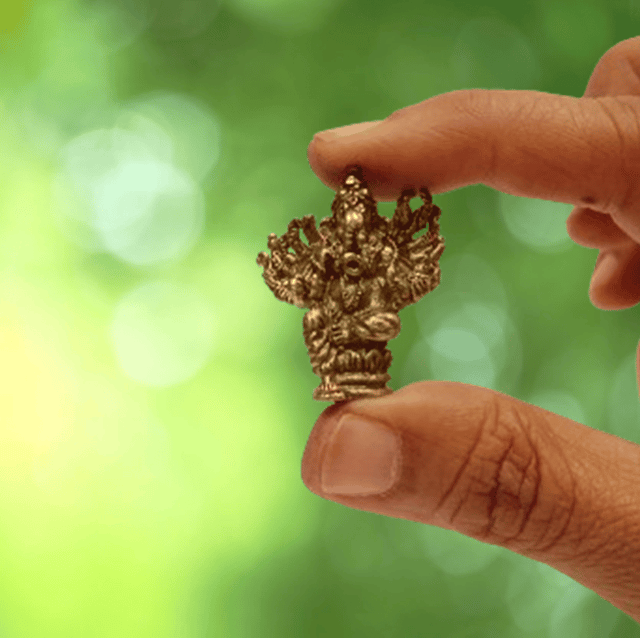 Rare Miniature Statue Virat Ganesha with 14 Hands, Unique Collectible Gift (11409)