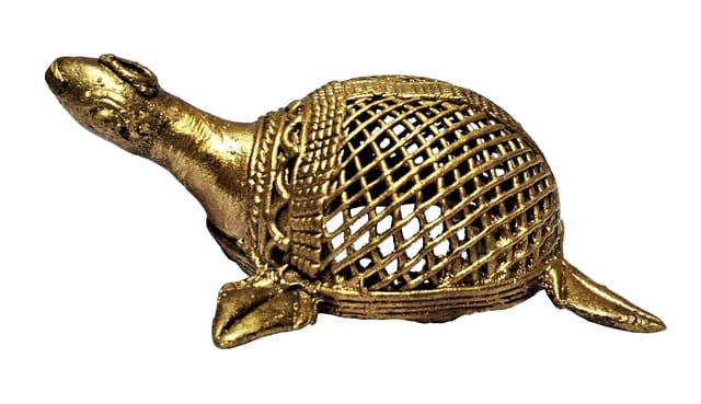 Brass Dhokra Art Tortoise Vintage Statue: Feng Shui Vastu Significance; Vintage Gift Showpiece (11532)