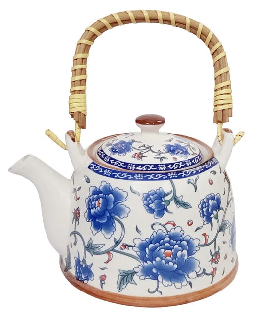 Ceramic Kettle 'Morning Beauty': 500 ml Tea Coffee Pot, Steel Strainer Included (11622)