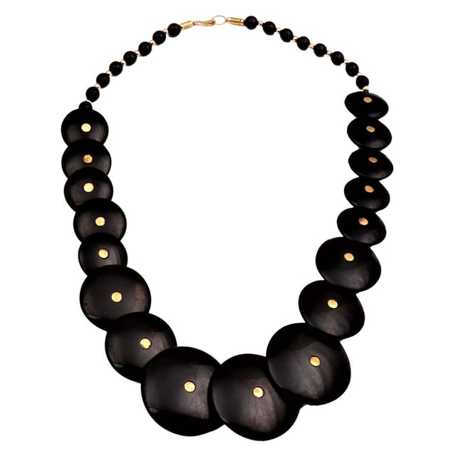 Funky Necklace 'Black Beauty': Girl's Big Beads Chain for Casual Party Wear (30139)