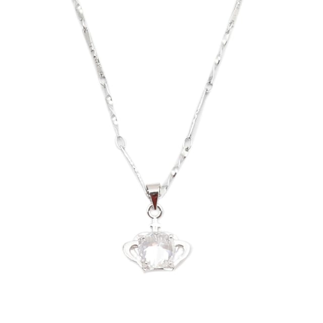 Girl's Necklace 'Queen's Crown': Fashion Locket Pendant with Glittering Stone (30136)