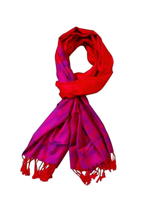 Woolen Stole 'Indian Traditions': Jacquard Embroidered Faux Pashmina Shawl (20018)
