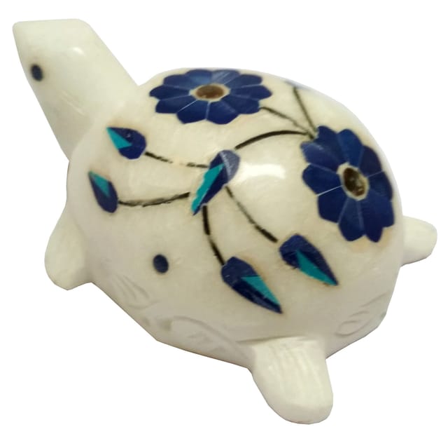 Marble Statue 'Pristine Tortoise': Feng Shui Vaastu Good Luck Charm (11664)